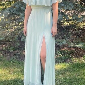 Elegant Mint Green Off-Shoulder Dress